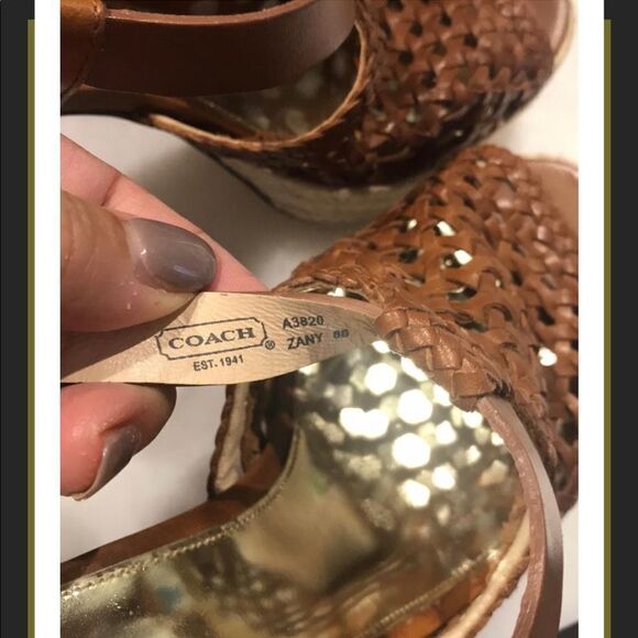 Coach zany woven calf vachetta espadrille stacked stilletto heels shoes Sz 10 - Picture 7 of 7